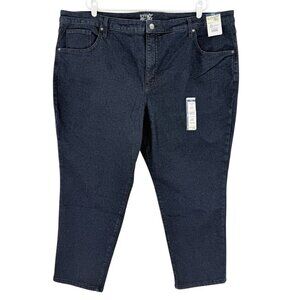 NWT Terra & Sky Women Core Straight High Rise Stretch Blue Denim Jeans Plus 26WP